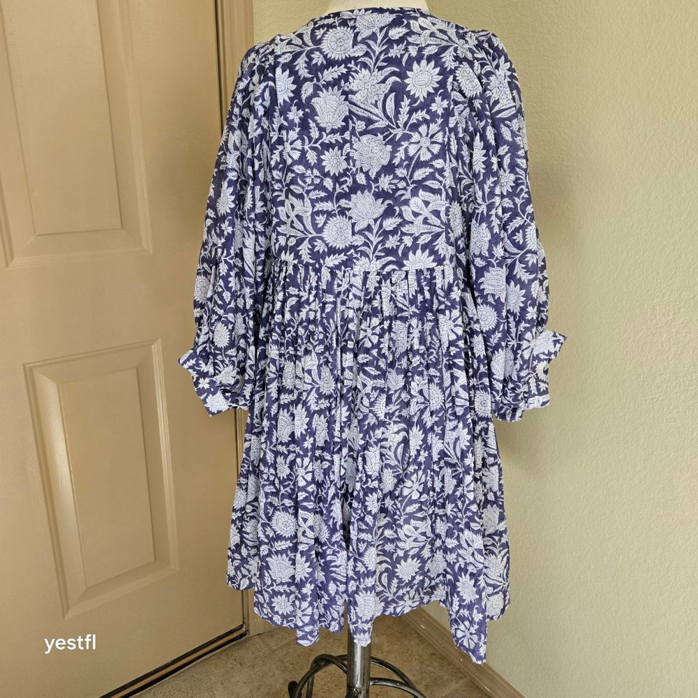 DAUGHTERS OF INDIA Kyra Cotton lightweight Mini Dress Blue Iris S - Picture 2 of 7